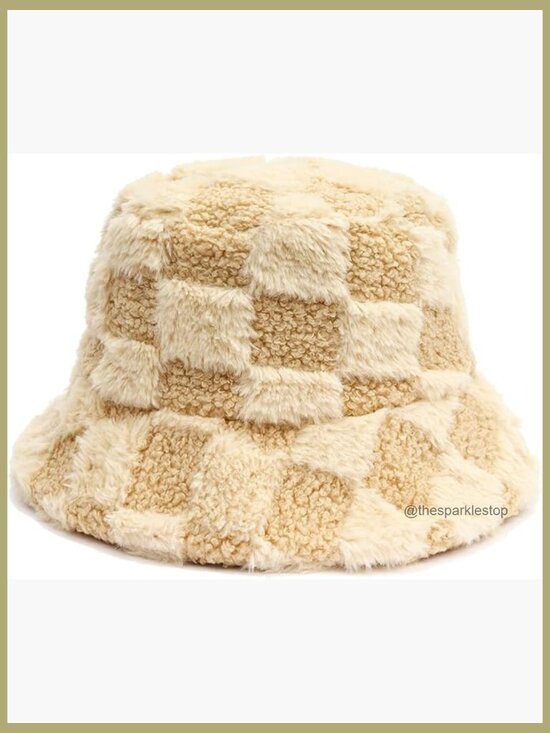 Faux Fur Bucket Hat Adjustable Winter Warm Plush Sherpa Fisherman Hat main image 4